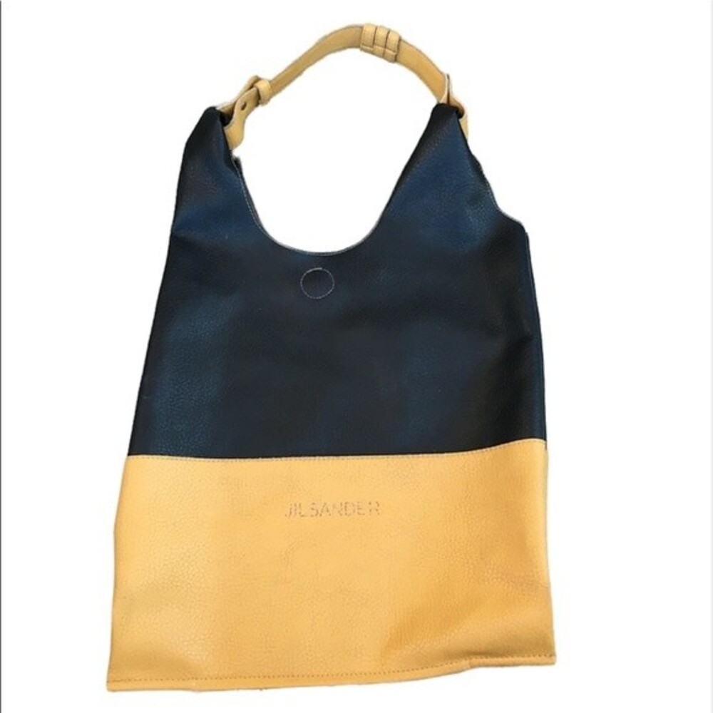 Jil Sander Market Grainy Leather Colorblock Shoulder Bag in Yellow and Black